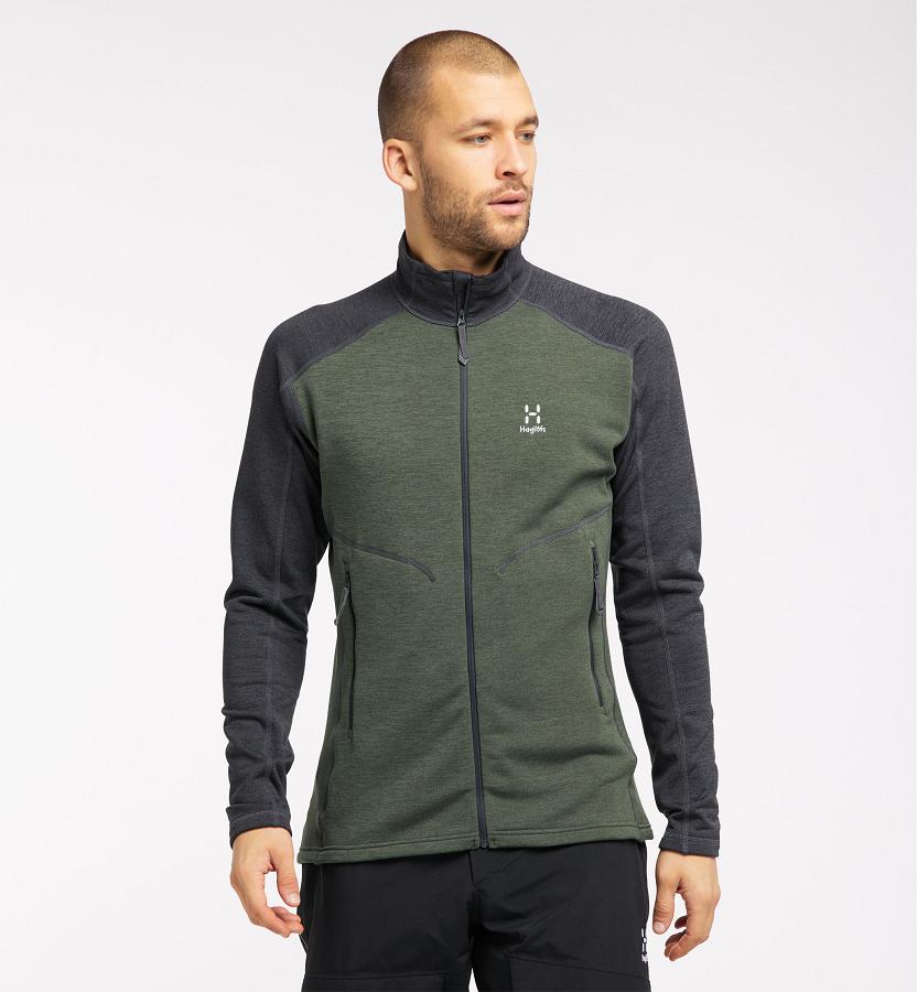 Haglöfs Heron Fleece Dark Green/Black For Mens JWDCF8764 Australia